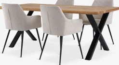 ROSLEV + PURHUSROSLEV L200 table chêne nat. + 4 PURHUS chaises blanc cassé-JYSK Best