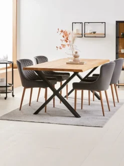 ROSLEVTable ROSLEV 95x200 chêne naturel/noir-Royal Oak New