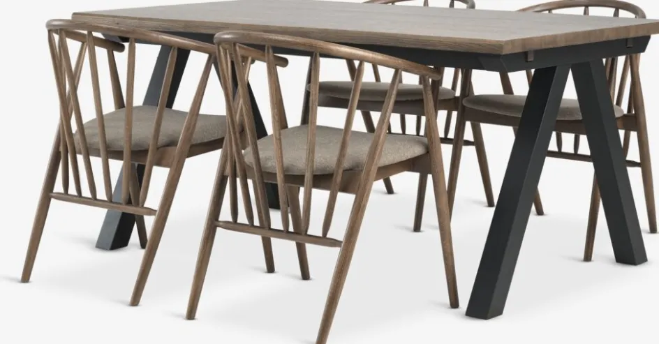 SANDBY + LYKSBORGSANDBY L160 table chêne foncé + 4 LYKSBORG chaises ch. f.-JYSK Outlet