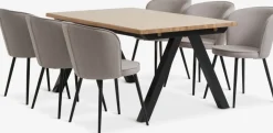 SANDBY + RISSKOVSANDBY L160 table chêne naturel + 4 RISSKOV chaises gris c.-JYSK Outlet