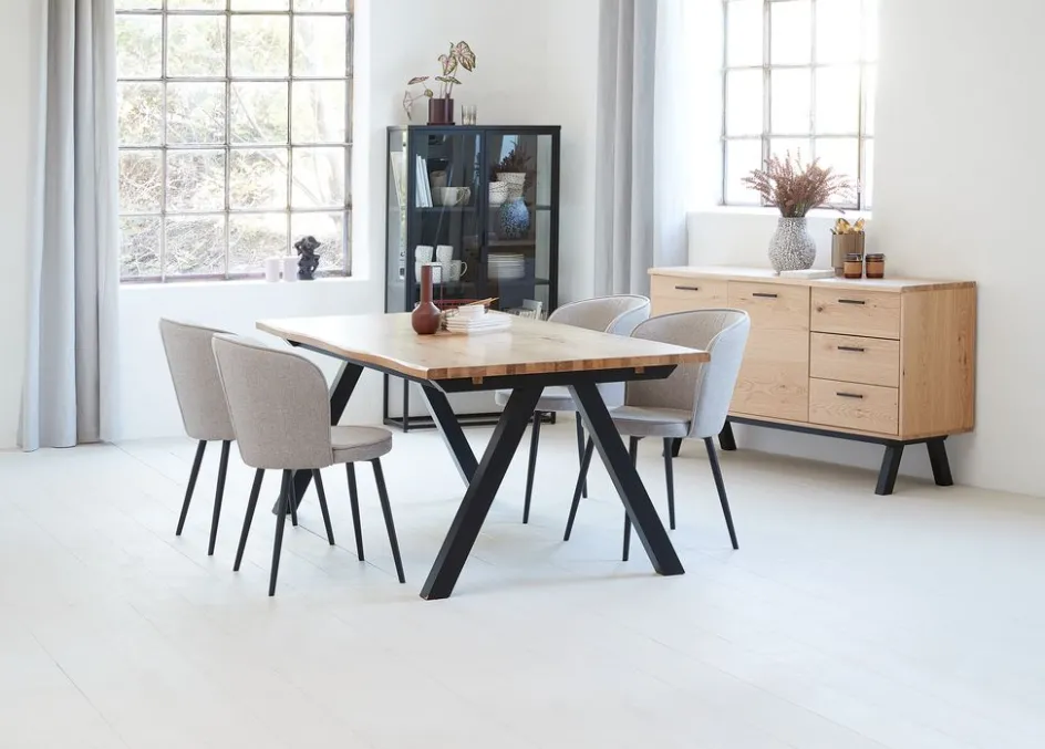 SANDBY + RISSKOVSANDBY L210 table chêne naturel + 4 RISSKOV chaises gris c.-JYSK