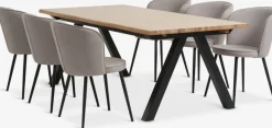 SANDBY + RISSKOVSANDBY L210 table chêne naturel + 4 RISSKOV chaises gris c.-JYSK