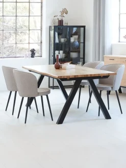 SANDBY + RISSKOVSANDBY L210 table chêne naturel + 4 RISSKOV chaises gris c.-JYSK