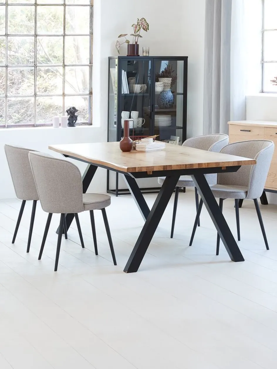 SANDBY + RISSKOVSANDBY L210 table chêne naturel + 4 RISSKOV chaises gris c.-JYSK