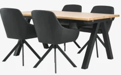 SANDBY + ROSTRUPSANDBY L160 table chêne naturel + 4 ROSTRUP chaises noir-JYSK Discount