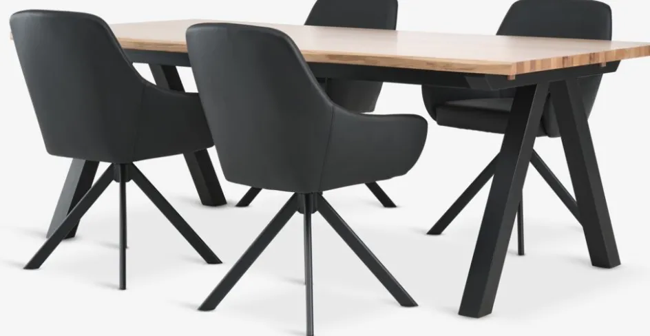SANDBY + ROSTRUPSANDBY L210 table chêne naturel + 4 ROSTRUP chaises noir-JYSK Clearance