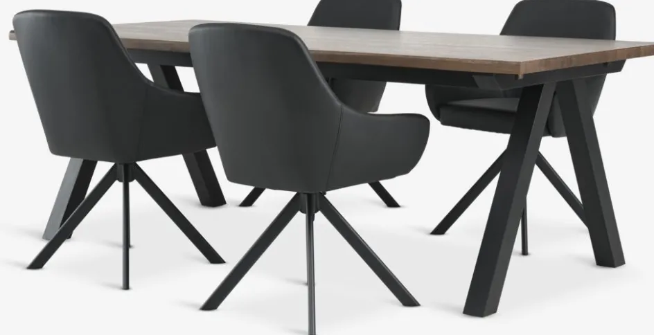 SANDBY + ROSTRUPSANDBY L210 table chêne foncé + 4 ROSTRUP chaises noir-JYSK Online