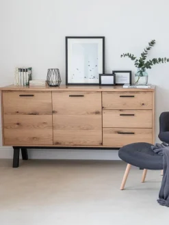 SANDBYBuffet SANDBY 2 portes 3 tiroirs chêne naturel/noir-Royal Oak Clearance