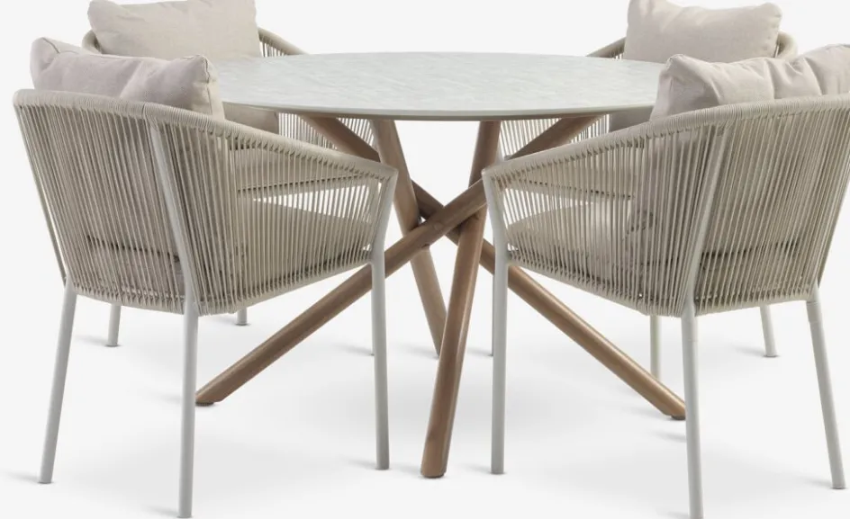 SANDVIG + GILJASANDVIG Ø120 table + 4 GILJA chaises beige-JYSK Sale