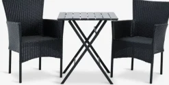 SANDVIKA + AIDTSANDVIKA L65 table + 2 AIDT chaises noir-JYSK Outlet