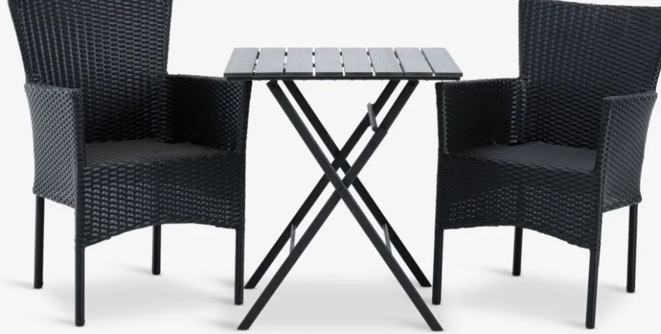 SANDVIKA + AIDTSANDVIKA L65 table + 2 AIDT chaises noir-JYSK Outlet