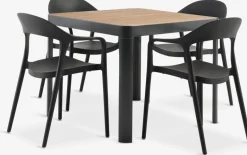 SIRDAL + NANNESTADSIRDAL L91 table eucalyptus + 4 NANNESTAD chaises gris foncé-JYSK Online