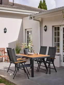 SIRDAL + SIRDALSIRDAL L149 table eucalyptus + 4 SIRDAL chaises gris-JUTLANDIA