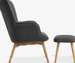 SKALBORGFauteuil/repose-pieds SKALBORG tissu gris foncé/chêne-JYSK Best