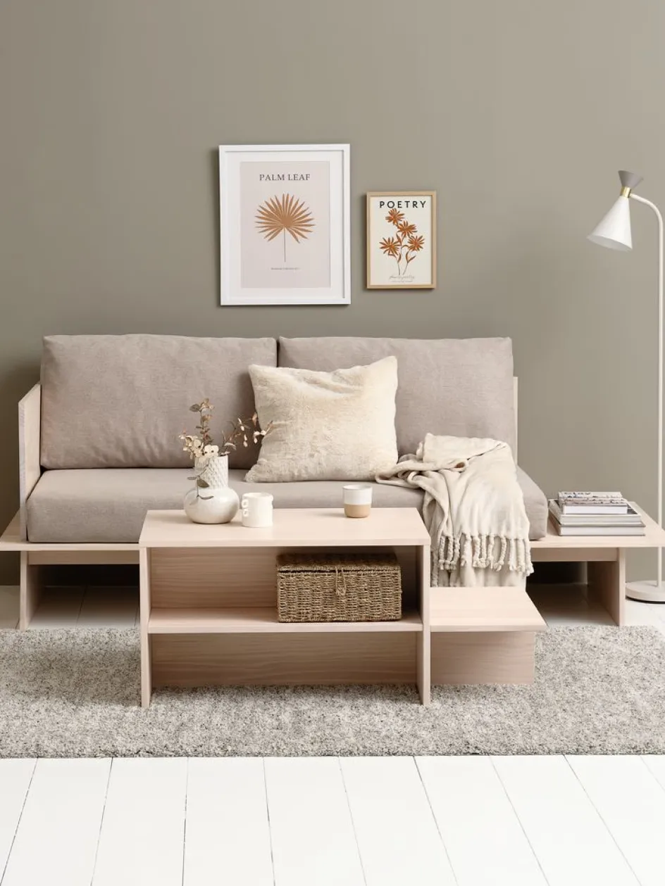 SOLLERUPTable basse SOLLERUP 50x110 a/tablettes pin massif-JYSK Discount