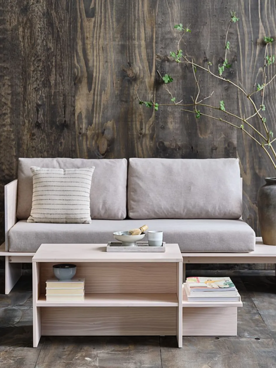 SOLLERUPTable basse SOLLERUP 50x110 a/tablettes pin massif-JYSK Discount