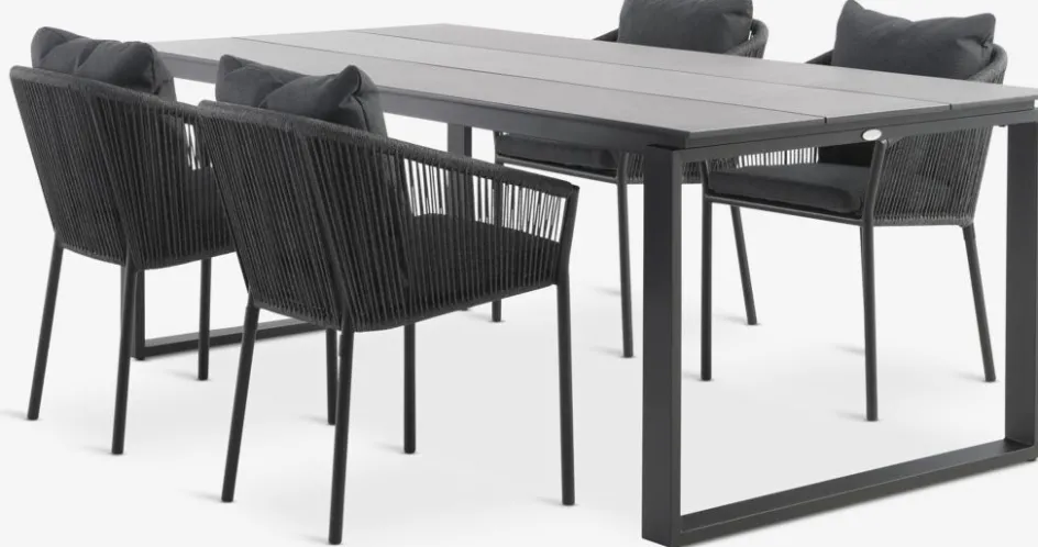 SONNERUP + GILJASONNERUP L215 table + 4 GILJA chaises gris-JUTLANDIA Outlet