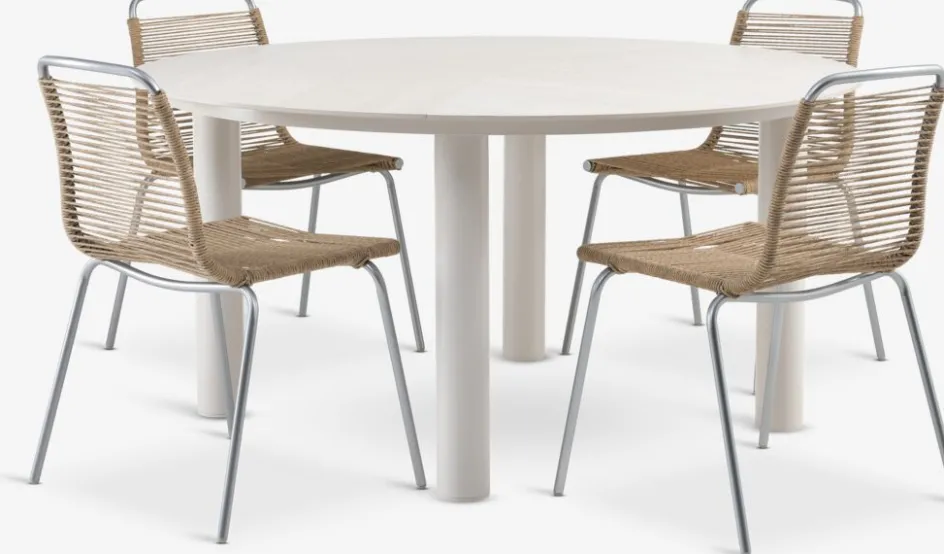 SURNADAL + MIDDAGSBERGETSURNADAL Ø150 table beige + 4 MIDDAGSBERGET chaises-JYSK Hot