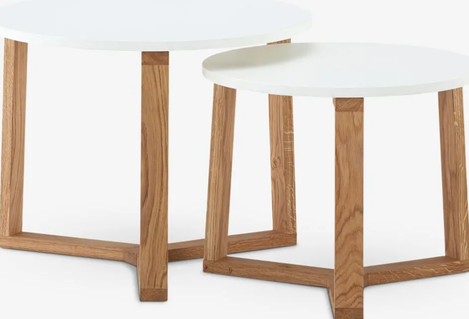 SVENSTRUPTables gigognes SVENSTRUP Ø60/50 blanc/chêne naturel 2 pcs-Royal Oak Outlet