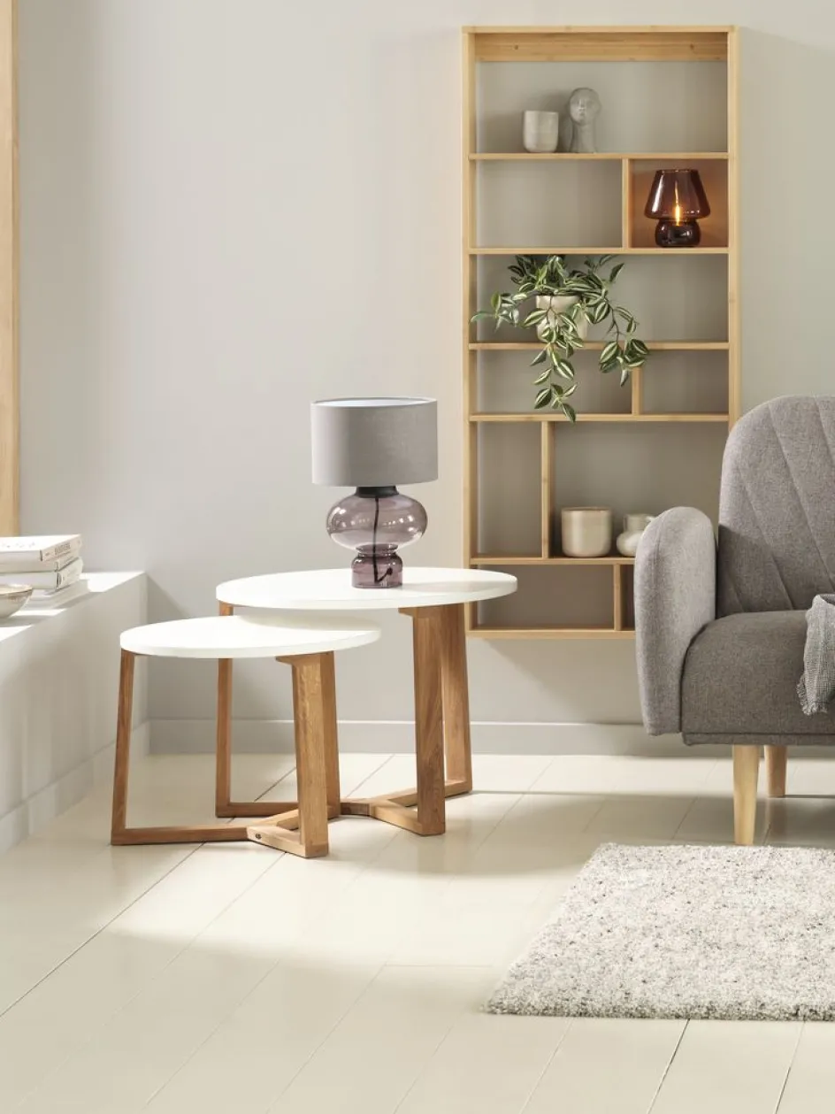 SVENSTRUPTables gigognes SVENSTRUP Ø60/50 blanc/chêne naturel 2 pcs-Royal Oak Outlet