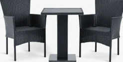 THY + AIDTTHY L60 table + 2 AIDT chaises noir-JYSK Outlet