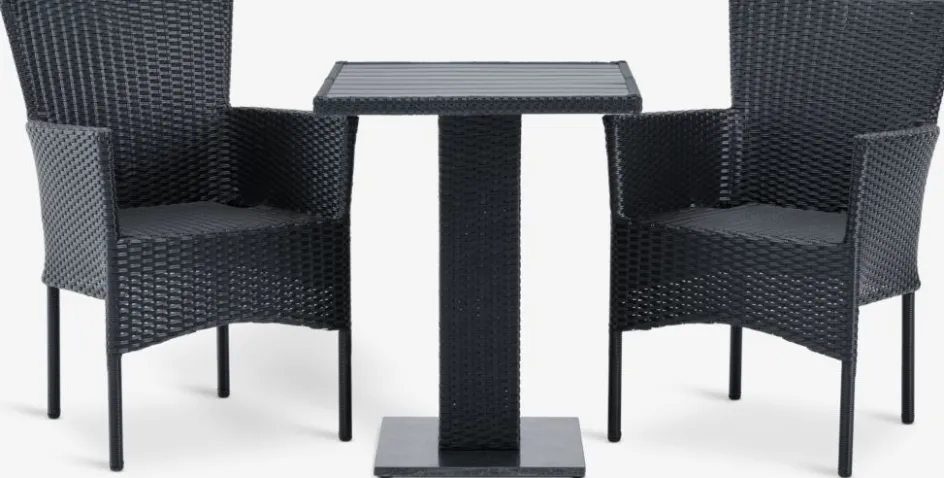 THY + AIDTTHY L60 table + 2 AIDT chaises noir-JYSK Outlet