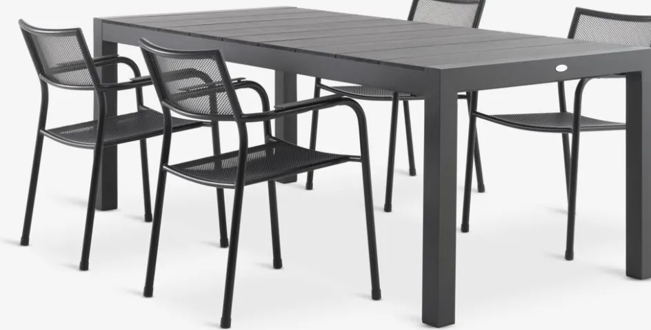 TYDAL + HEMSEDALTYDAL L208/272 table + 4 HEMSEDAL chaises noir-JUTLANDIA Clearance