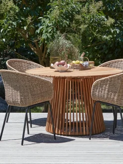 UDBYNEDER + TUERNEUDBYNEDER Ø120 table teck + 4 TUERNE chaises naturel-JUTLANDIA