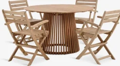 UDBYNEDER + VESTERHAVETUDBYNEDER Ø120 table + 4 VESTERHAVET chaises teck-JUTLANDIA Best