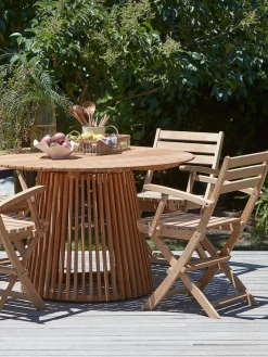 UDBYNEDER + VESTERHAVETUDBYNEDER Ø120 table + 4 VESTERHAVET chaises teck-JUTLANDIA Best