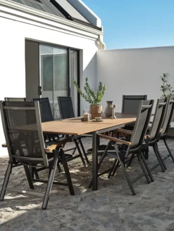 ULBJERG + SIRDALULBJERG L214/297 table eucalyptus + 4 SIRDAL chaises gris-JUTLANDIA New