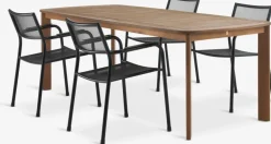 UVDAL + HEMSEDALUVDAL L223 table eucalyptus + 4 HEMSEDAL chaises noir-JYSK