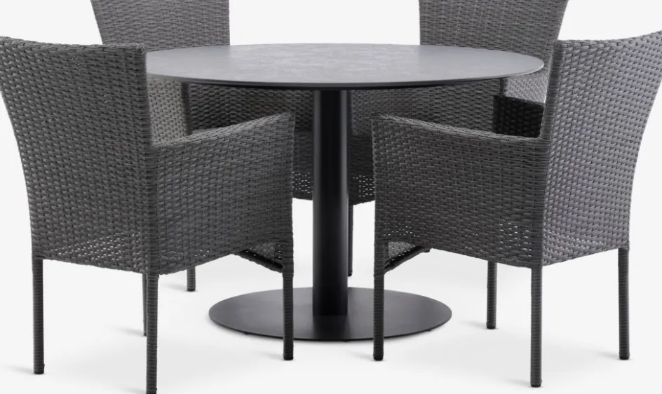 VAMDRUP + AIDTVAMDRUP Ø120 table + 4 AIDT chaises gris-JYSK Best