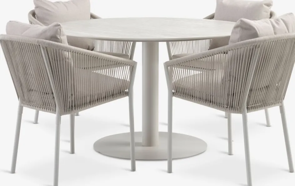 VAMDRUP + GILJAVAMDRUP Ø120 table + 4 GILJA chaises beige-JYSK Best