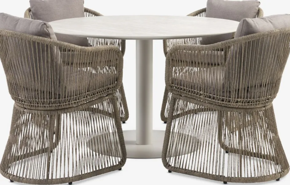 VAMDRUP + STORDALENVAMDRUP Ø120 table beige + 4 STORDALEN chaises naturel-JYSK Online