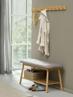 VANDSTEDBanc VANDSTED a/étagère tissu gris/bambou-JYSK Clearance