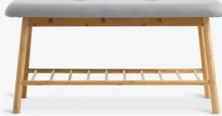 VANDSTEDBanc VANDSTED a/étagère tissu gris/bambou-JYSK Clearance