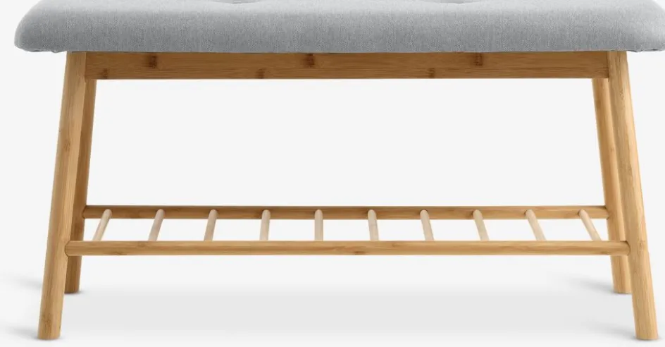 VANDSTEDBanc VANDSTED a/étagère tissu gris/bambou-JYSK Clearance