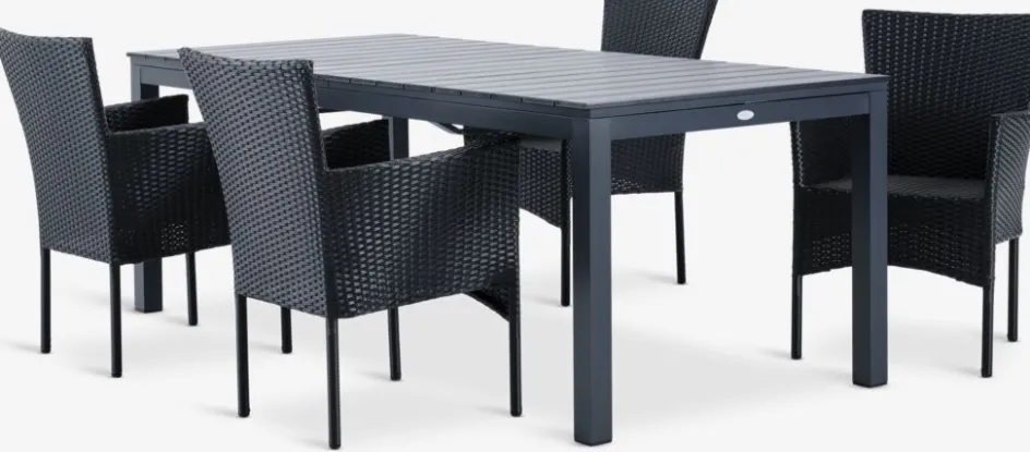 VATTRUP + AIDTVATTRUP L206/321 table + 4 AIDT chaises noir-JUTLANDIA Hot