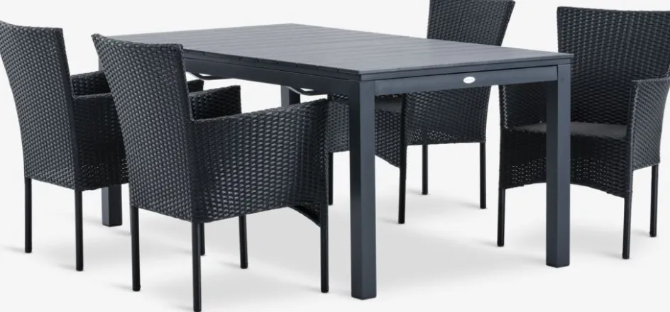 VATTRUP + AIDTVATTRUP L172/276 table + 4 AIDT chaises noir-JUTLANDIA Discount