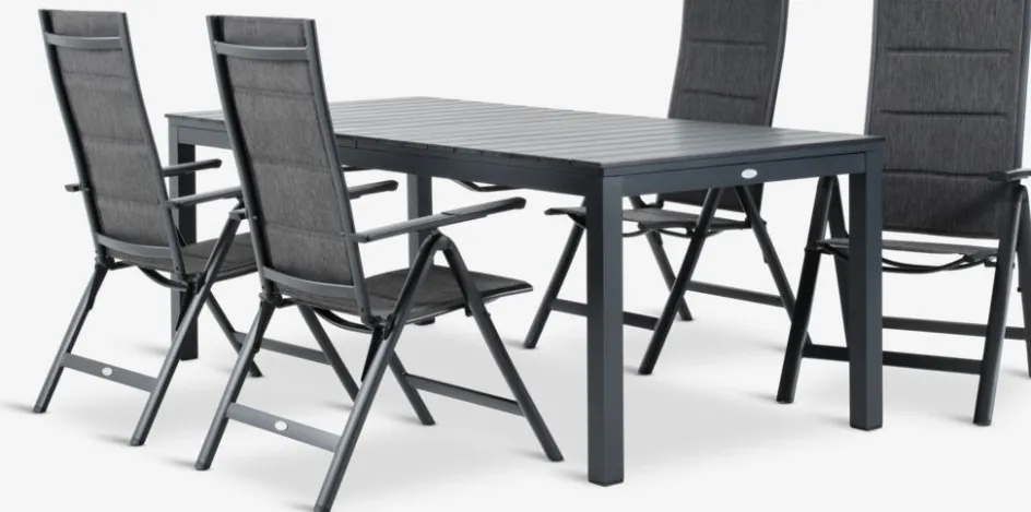VATTRUP + MYSENVATTRUP L206/321 table noir + 4 MYSEN chaises gris-JUTLANDIA