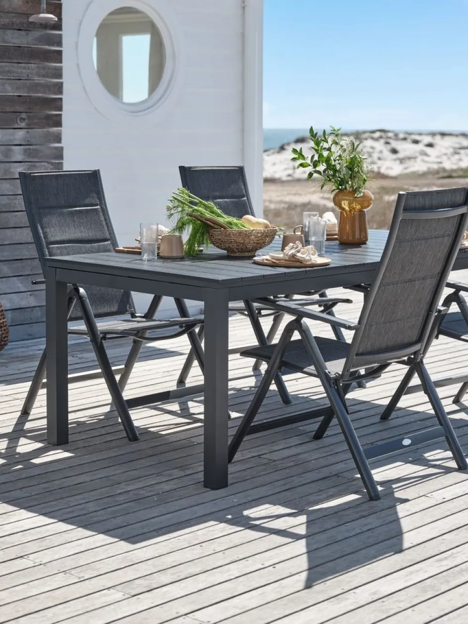 VATTRUP + MYSENVATTRUP L206/321 table noir + 4 MYSEN chaises gris-JUTLANDIA