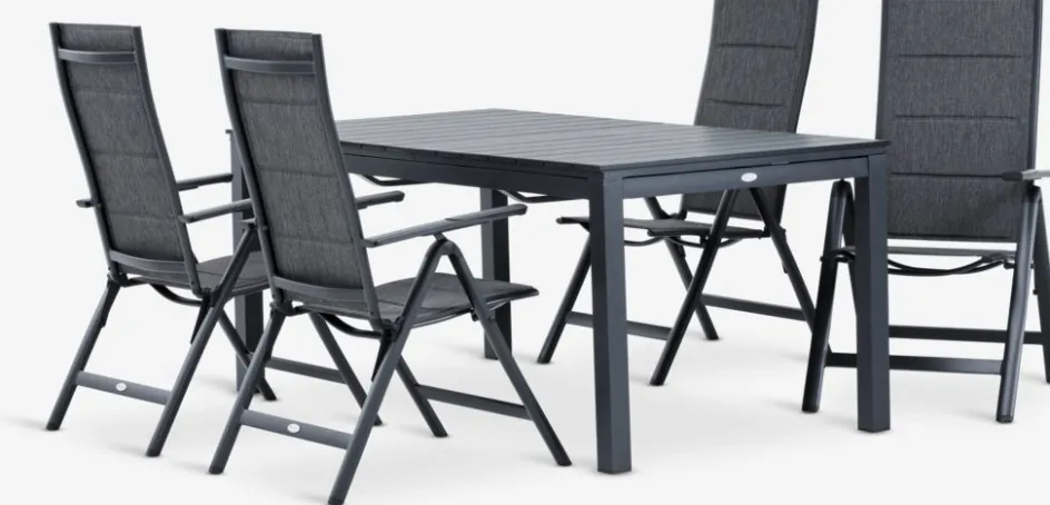 VATTRUP + MYSENVATTRUP L172/276 table noir + 4 MYSEN chaises gris-JUTLANDIA Best